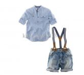 Camisa + calça jeans + suspensório (pronta entrega)